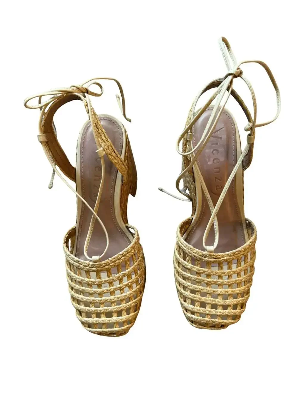 Vicenza Melissa Woven Platform Sandals in Boho Beige